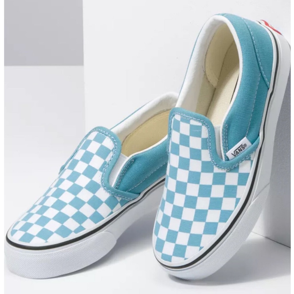 Vans Kids Blue Checkered Slip-On Sneakers